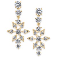 Eliot Danori Crystal Snowflake Drop Earrings (Gold)