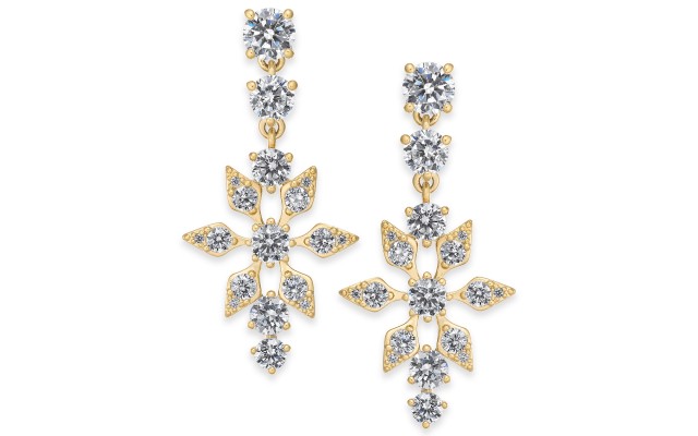  Crystal Snowflake Drop Earrings (Gold)