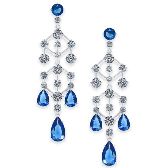  Danori Silver-Tone Crystal Chandelier Drop Earrings, Blue
