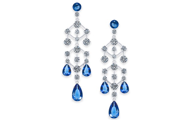  Danori Silver-Tone Crystal Chandelier Drop Earrings, Blue