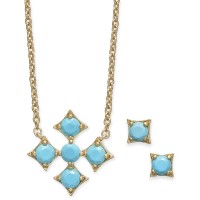 Eliot Danori Gold-Tone 2-Pc. Set Stone Pendant Necklace & Stud Earrings (Gold)