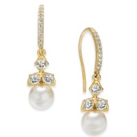 Eliot Danori Gold-Tone Crystal & Imitation Pearl Layla Drop Hook Earrings – Gold