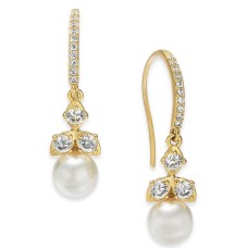 Eliot Danori Gold-Tone Crystal & Imitation Pearl Layla Drop Hook Earrings – Gold
