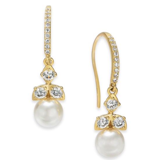  Gold-Tone Crystal & Imitation Pearl Layla Drop Hook Earrings – Gold