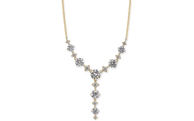  Gold-Tone Cubic Zirconia Lariat Necklace