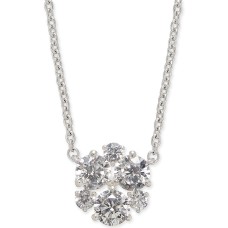 Eliot Danori Silver-Tone Crystal Cluster Pendant Necklace,16″ + 1″ Extender