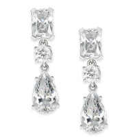 Eliot Danori Silver-Tone Crystal Drop Earrings (Silver)