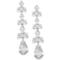 Eliot Danori Silver-Tone Crystal Linear Drop Earrings (Silver)