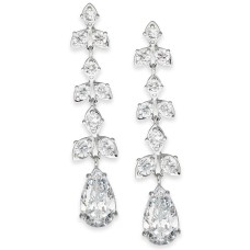 Eliot Danori Silver-Tone Crystal Linear Drop Earrings (Silver)