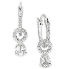 Eliot Danori Silver-Tone Cubic Zirconia Layla E-z Lock Hoop Drop Earrings – Silver