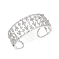 Eliot Danori Silver-Tone Cubic Zirconia Layla Openwork Large Cuff Bracelet