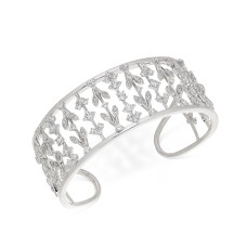 Eliot Danori Silver-Tone Cubic Zirconia Layla Openwork Large Cuff Bracelet