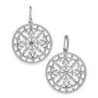 Eliot Danori Silver-Tone Pave Medallion Drop Hoop Earrings