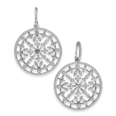 Eliot Danori Silver-Tone Pave Medallion Drop Hoop Earrings
