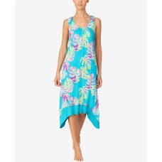 Ellen Tracy Women’s Tie Sleeve Midi Gown with Soft Bra (Turquoise, Small)
