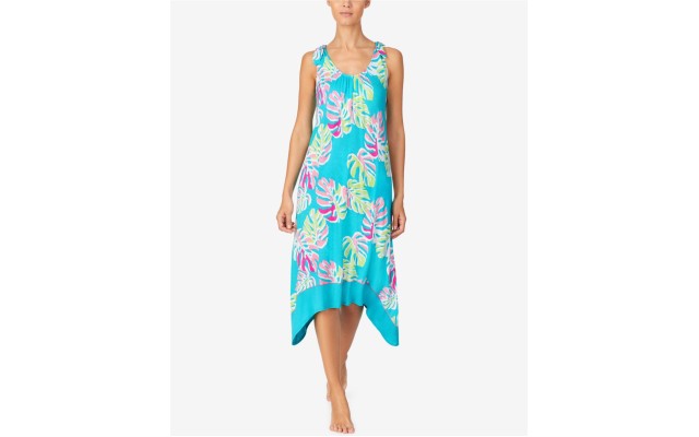  Women’s Tie Sleeve Midi Gown with Soft Bra (Turquoise, Small)