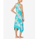  Women’s Tie Sleeve Midi Gown with Soft Bra (Turquoise, Small)
