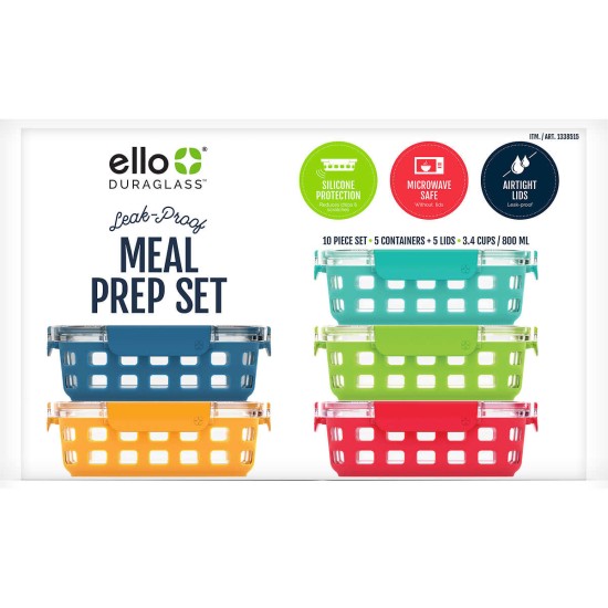  10-piece Glass Meal Prep Food Storage Container Set