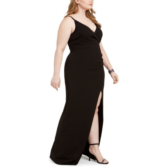  Trendy Plus Size Juniors’ Wrap Gown (Black, 20w)