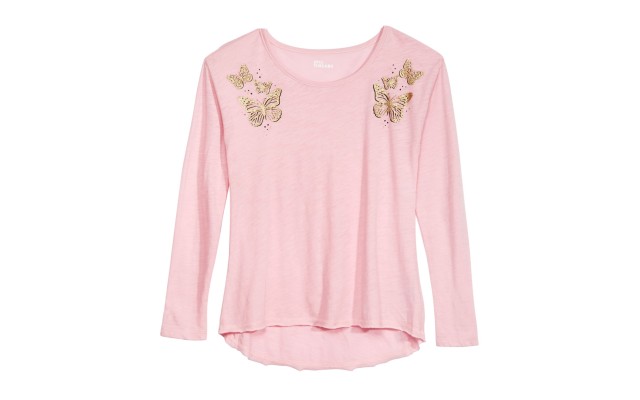  Big Girls Butterfly T-Shirts, Pink, Large