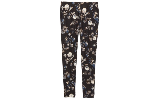  Big Girls Floral-Print Leggings (Small-Black)