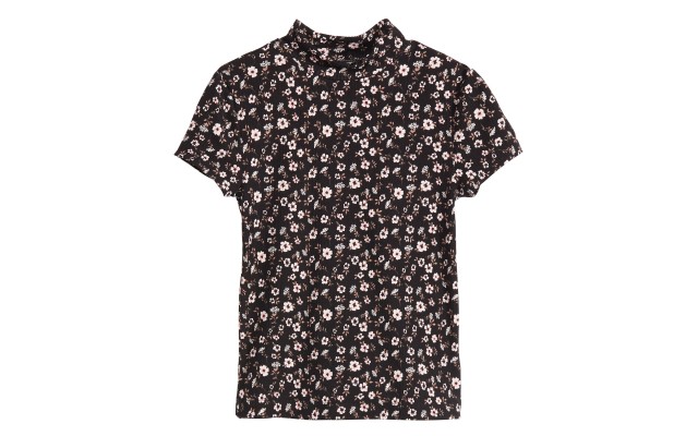  Big Girls Floral-Print T-Shirt (Black, L)