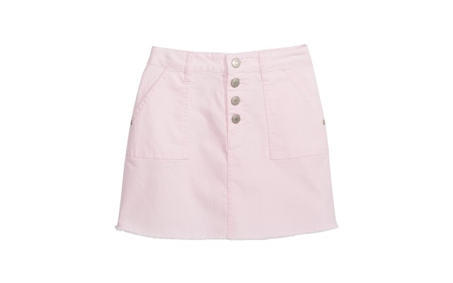  Big Girls Frayed Denim Skirts, Pink, 16