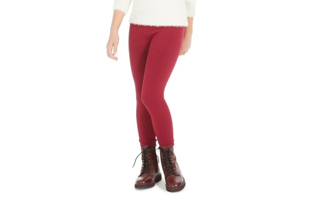  Big Girls Knit Sweater Leggings, Burgundy, X-Large