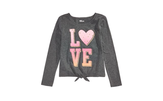  Big Girls Love Tie-Front T-Shirts, Gray, Medium