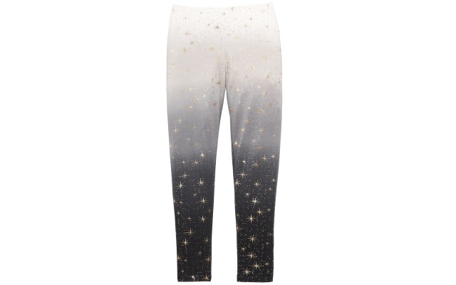  Big Girls Metallic Star Ombre Leggings, Black, Small