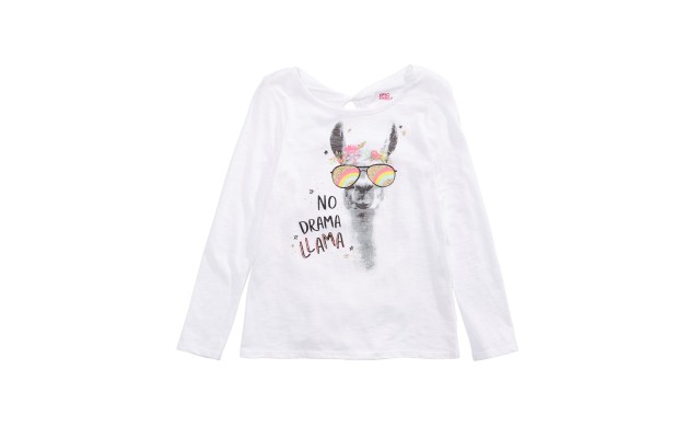  Big Girls No Drama Llama T-Shirts, White, Medium