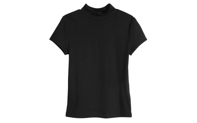  Big Girls Ribbed T-Shirt (Black, M)