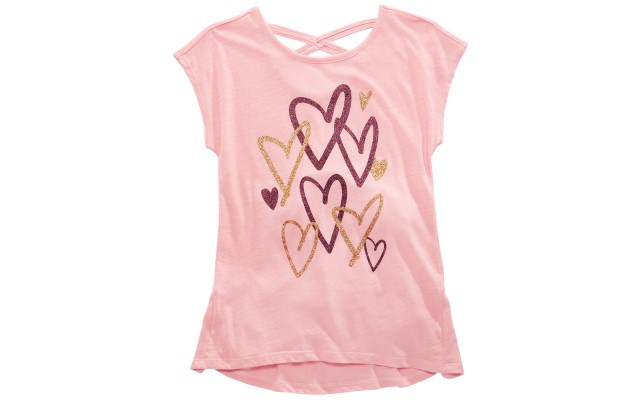  Big Girls Scribble Heart T-Shirt (Large-Pink)