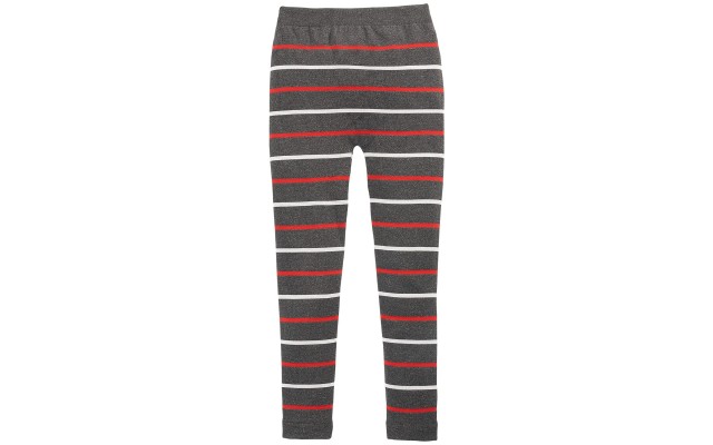  Big Girls Striped Cable Knit Leggings (Gray, XL)