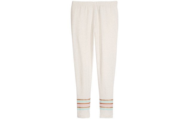  Big Girls Striped Leggings (White, L)