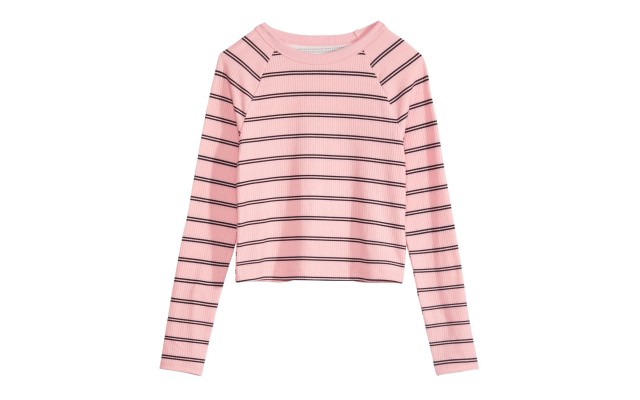  Big Girls Striped Tops, Pink, X-Large