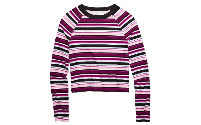  Big Girls Striped Tops, Purple, Medium