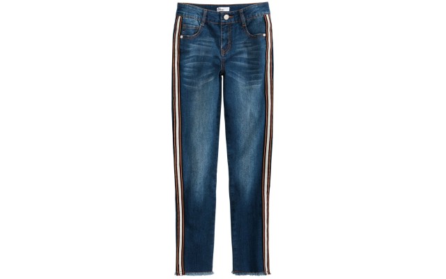  Little Girls Side Stripe Jeans (Navy, 6X)