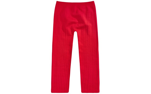  Toddler Girls Cable-Knit Leggings, Red, 2T