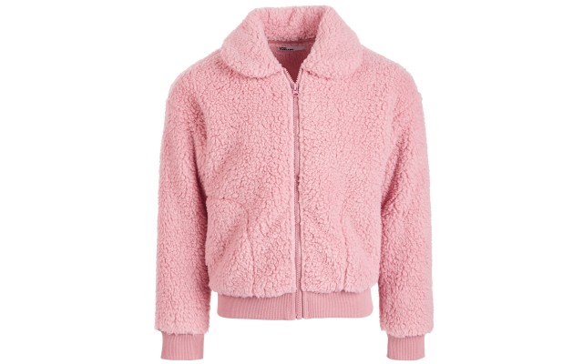  Toddler Girls Solid Fleece Jacket (Dark Pink, 4T)