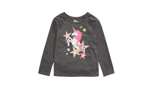  Toddler Girls Unicorn Star T-Shirts, Gray, 5
