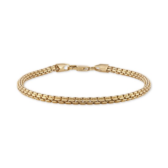  Men’s Jewelry Box Link Chain Bracelet in 14k Gold
