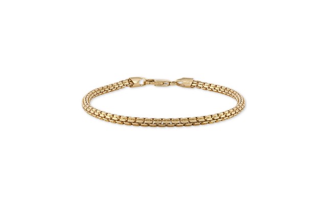  Men’s Jewelry Box Link Chain Bracelet in 14k Gold