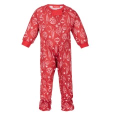 Family Pajamas Baby Ornament-Print Footed 1-p Ornaments (Red, 18 Months)