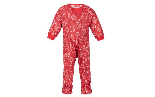  Baby Ornament-Print Footed 1-p Ornaments (Red, 18 Months)