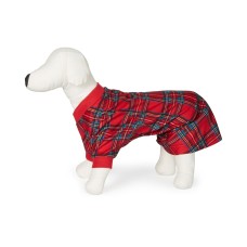 Family Pajamas Cotton Plaid Pet Pajamas Brinkley Plaid (Red- Small)