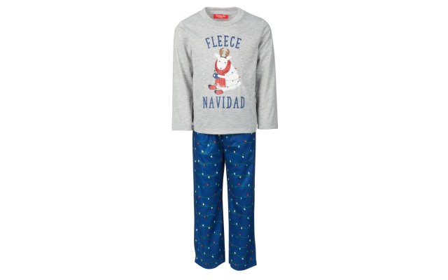  Kids Holiday Lights Pajama Set Holiday Lights (Navy 6-7)
