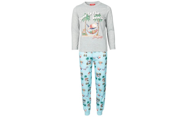  Kids Tropical Santa Pajama Set Santa Beach (Navy, 2T/3T)