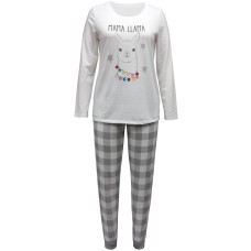 Family Pajamas Mama Llama Pajamas Set Buffalo Check Women (White, Medium)