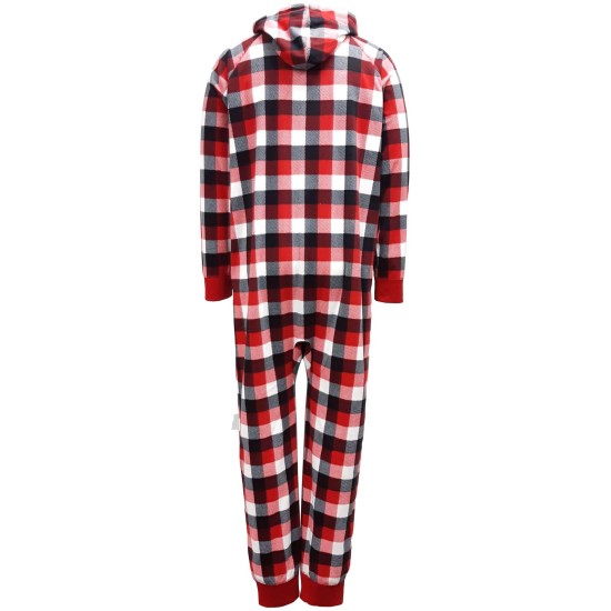  Matching Men’s Buffalo Check Pajama Set, Red, Large